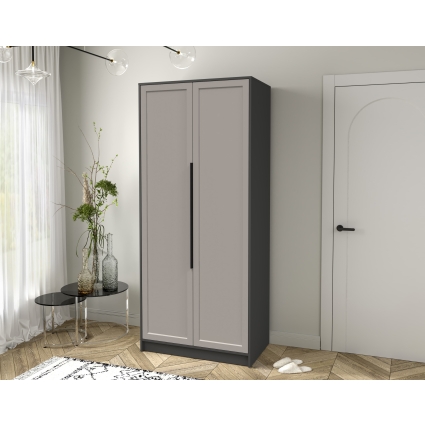 Шкаф распашной Тренд КТ-Ш2 (Антрацит ЛДСП/ Луна ЛМДФ) Ш918 В2128 Г547